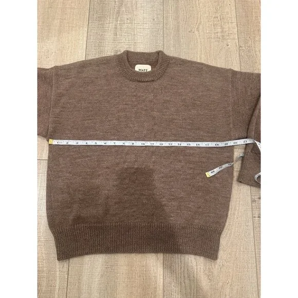 Mate Women's Brown Merino Soft Perfect Crew Neck Pullover Sweaters Size Small - Picture 4 of 7